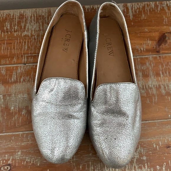 J Crew silver metallic loafer flats - Picture 3 of 11